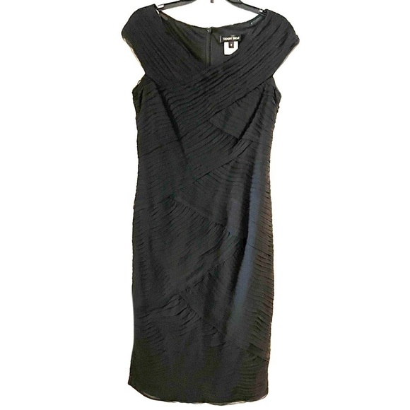 TADASHI SHOJI silk roll black COCKTAIL DRESS - Picture 4 of 7